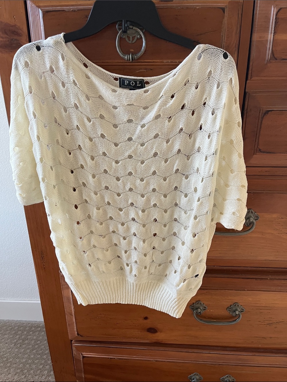 POL Cream Open-Weave Scoop Neck Sweater NWOT Size Large